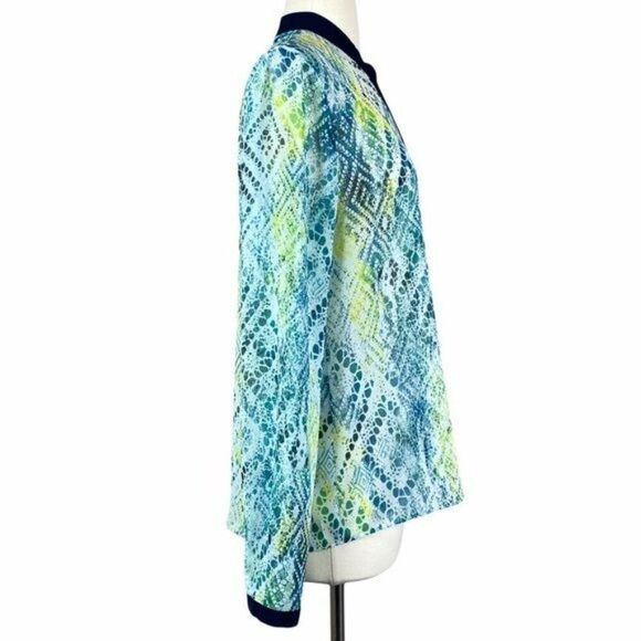 Tahari Long Sleeve Sheer Blouse Size Medium - Picture 2 of 8